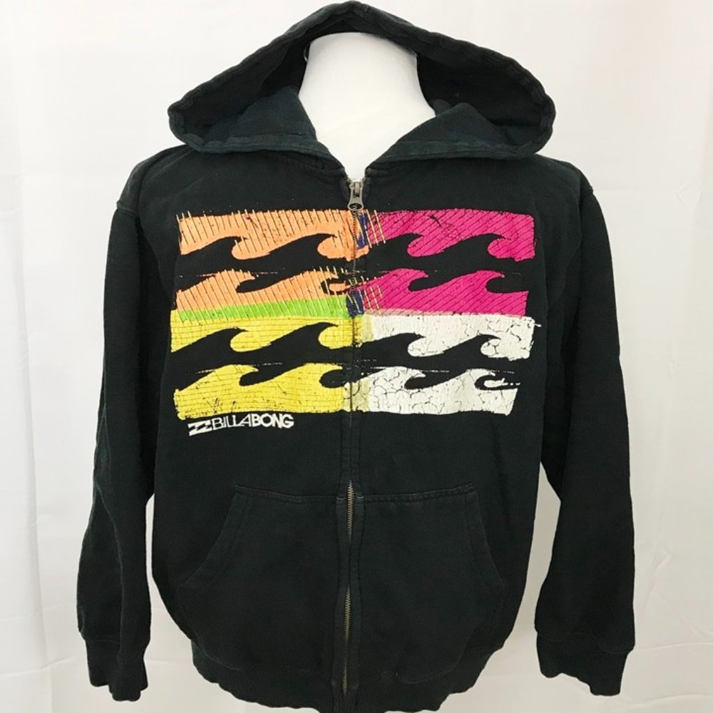 Billabong Hoodie Zipper Front Hooded Sweatshirt Black